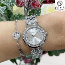 Load image into Gallery viewer, Ladies Guess Watch Stainless Steel Silver Tone Stone Set Strap, Silver Dial SKU 4001215