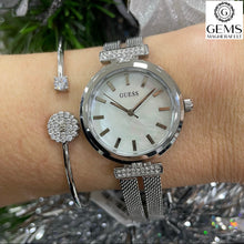 Load image into Gallery viewer, Ladies Guess Watch Stainless Steel Silver Tone Double Mesh Strap, MOP Dial SKU 4001217