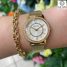Load image into Gallery viewer, Ladies Guess Watch Stainless Steel Gold Tone Strap, Silver Tone Dial SKU 4001326