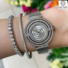 Load image into Gallery viewer, Ladies Guess Watch Stainless Steel Silver Tone Strap, Crystal Dial SKU 4001329