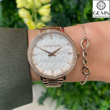 Load image into Gallery viewer, Ladies Michael Kors Watch Stainless Steel Rose Tone Strap, White MK Dial SKU 4010071