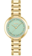 Load image into Gallery viewer, Ladies Hugo Boss Watch Stainless Steel Gold Tone Strap, Mint Green Dial SKU 4012162