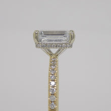 Load image into Gallery viewer, Aroca "Tara Grace" 18ct Yellow Gold and White Gold Claws Lab Grown Emerald Cut Diamond, Peek-a-boo Diamonds Engagement Ring 1.73ct SKU 7707098