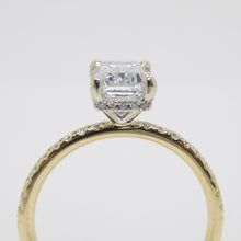 Load image into Gallery viewer, Aroca "Tara Grace" 18ct Yellow Gold and White Gold Claws Lab Grown Emerald Cut Diamond, Peek-a-boo Diamonds Engagement Ring 1.73ct SKU 7707098