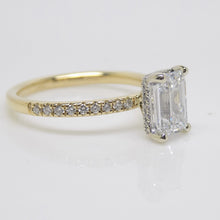Load image into Gallery viewer, Aroca "Tara Grace" 18ct Yellow Gold and White Gold Claws Lab Grown Emerald Cut Diamond, Peek-a-boo Diamonds Engagement Ring 1.73ct SKU 7707098