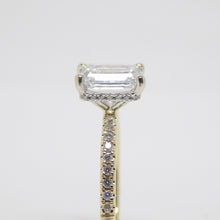 Load image into Gallery viewer, Aroca "Tara Grace" 18ct Yellow Gold and White Gold Claws Lab Grown Emerald Cut Diamond, Peek-a-boo Diamonds Engagement Ring 1.73ct SKU 7707098
