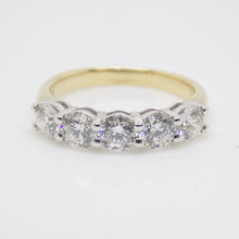 Load image into Gallery viewer, Aroca "The Eleanor Band" 18ct Yellow Gold/White Gold Head 5 Lab Grown Diamonds Ring 1.50ct SKU 7707107