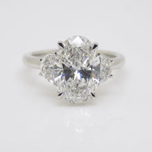 Load image into Gallery viewer, Platinum "The Trinity - Velora" 3 Lab Grown Diamonds, Centre Oval and Half Moon Sides 3.51ct Engagement Ring SKU 7707108