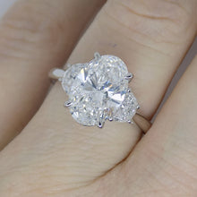Load image into Gallery viewer, Platinum "The Trinity - Velora" 3 Lab Grown Diamonds, Centre Oval and Half Moon Sides 3.51ct Engagement Ring SKU 7707108
