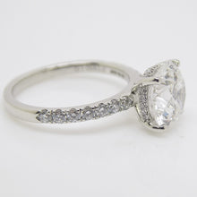 Load image into Gallery viewer, Aroca "Celestial Grace" Platinum Round Brilliant Lab Grown Diamond Ring, Diamond Shank, Hidden Halo 3.43ct Engagement Ring SKU 7707116