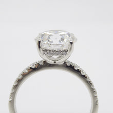 Load image into Gallery viewer, Aroca "Celestial Grace" Platinum Round Brilliant Lab Grown Diamond Ring, Diamond Shank, Hidden Halo 3.43ct Engagement Ring SKU 7707116