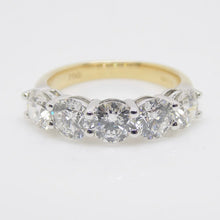 Load image into Gallery viewer, Aroca "The Eleanor Band" 18ct Yellow Gold/White Gold Head 5 Lab Grown Diamonds Ring 2.50ct SKU 7707105