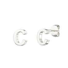 Load image into Gallery viewer, Sterling Silver Small Initial Stud Earrings