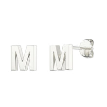 Load image into Gallery viewer, Sterling Silver Small Initial Stud Earrings