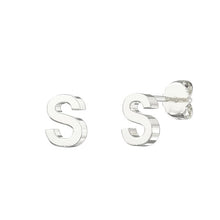 Load image into Gallery viewer, Sterling Silver Small Initial Stud Earrings