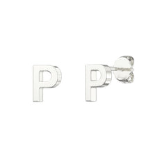 Load image into Gallery viewer, Sterling Silver Small Initial Stud Earrings