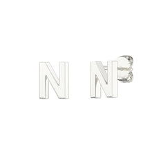 Load image into Gallery viewer, Sterling Silver Small Initial Stud Earrings