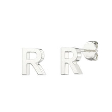 Load image into Gallery viewer, Sterling Silver Small Initial Stud Earrings
