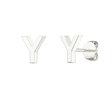 Load image into Gallery viewer, Sterling Silver Small Initial Stud Earrings