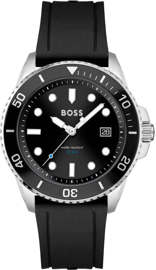 Hugo Boss Watch Black Dial Black Rubber Strap & Stainless Steel – Gems Magherafelt
