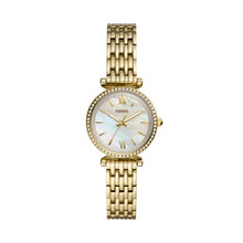 Load image into Gallery viewer, Fossil Stainless Steel Gold Tone Bracelet Strap Stone Set Case MOP Dial SKU 4002036