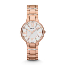 Load image into Gallery viewer, Fossil Ladies Watch Stainless Steel Rose Tone Stone Set Strap, White Dial SKU 4002134