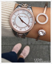 Load image into Gallery viewer, Ladies Michael Kors Watch Stainless Steel Silver & Rose Tone Stone Set, MOP Dial SKU 4010025