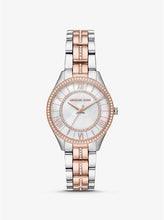 Load image into Gallery viewer, Ladies Michael Kors Watch Stainless Steel Silver & Rose Tone Stone Set, MOP Dial SKU 4010025