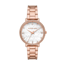 Load image into Gallery viewer, Ladies Michael Kors Watch Stainless Steel Rose Tone Strap, White MK Dial SKU 4010071