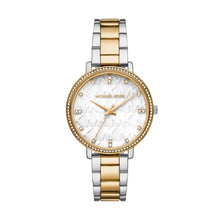 Load image into Gallery viewer, Ladies Michael Kors Watch Stainless Steel Silver & Gold 2 Tone Strap, White MK Dial SKU 4010072