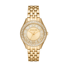 Load image into Gallery viewer, Ladies Michael Kors Watch Stainless Gold tone strap, Stone set dial SKU 4010101