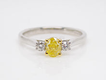 Load image into Gallery viewer, 18ct White Gold Oval Cut Natural Intense Fancy Yellow Diamond Engagement Ring 0.53ct SKU 8803500