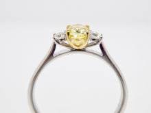 Load image into Gallery viewer, 18ct White Gold Oval Cut Natural Intense Fancy Yellow Diamond Engagement Ring 0.53ct SKU 8803500