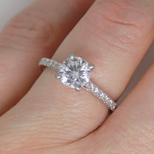 Load image into Gallery viewer, Aroca "Aveline" Platinum Round Brilliant Lab Grown Diamond Solitaire/Shoulders Engagement Ring 1.17ct SKU 7707076