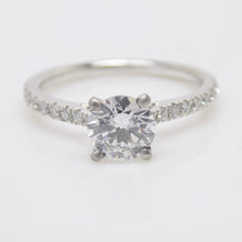 Load image into Gallery viewer, Aroca "Aveline" Platinum Round Brilliant Lab Grown Diamond Solitaire/Shoulders Engagement Ring 1.17ct SKU 7707076