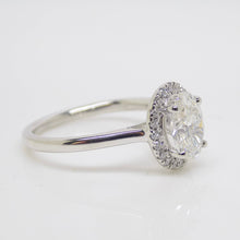 Load image into Gallery viewer, Platinum Lab Grown Oval Diamond, Lab Grown Diamond Halo Engagement Ring 1.28ct SKU 7707043