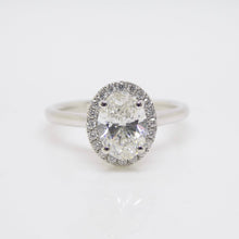 Load image into Gallery viewer, Platinum Lab Grown Oval Diamond, Lab Grown Diamond Halo Engagement Ring 1.28ct SKU 7707043