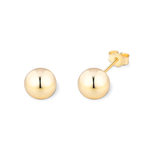 Sterling Silver Gold Finish 8mm Ball Stud Earrings SKU 0106202