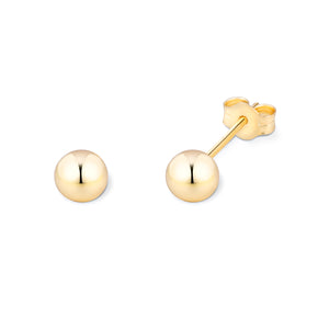 Sterling Silver Gold Finish 6mm Ball Stud Earrings SKU 0106203