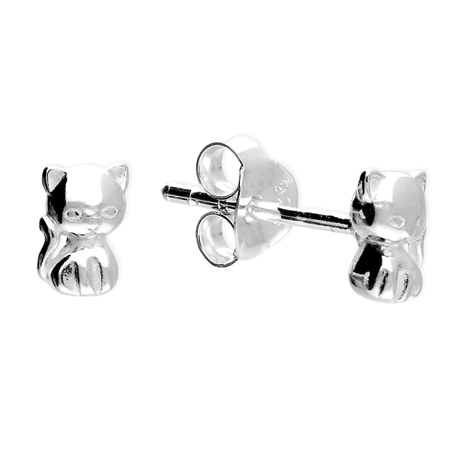 Sterling Silver Small Cat Stud Earrings SKU 0106501