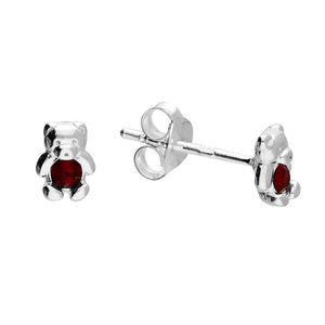 Sterling Silver Birthstone Teddy Bear Earrings