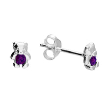 Load image into Gallery viewer, Sterling Silver Birthstone Teddy Bear Earrings
