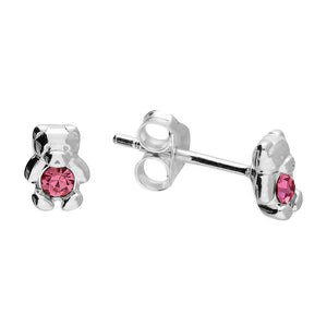 Sterling Silver Birthstone Teddy Bear Earrings