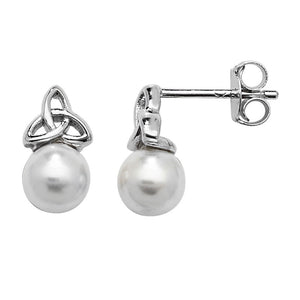 Sterling Silver Trinity Knot & Pearl Stud Earrings SKU 0107631