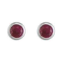 Load image into Gallery viewer, Sterling Silver Rubover Birthstone Earrings
