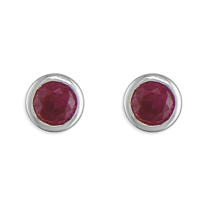 Sterling Silver Rubover Birthstone Earrings