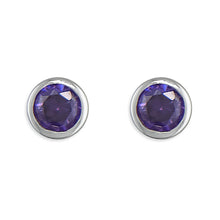 Load image into Gallery viewer, Sterling Silver Rubover Birthstone Earrings
