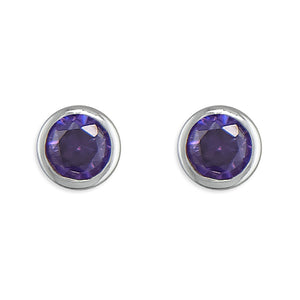 Sterling Silver Rubover Birthstone Earrings