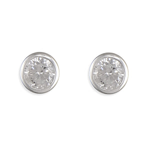 Sterling Silver Rubover Birthstone Earrings