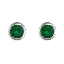 Load image into Gallery viewer, Sterling Silver Rubover Birthstone Earrings
